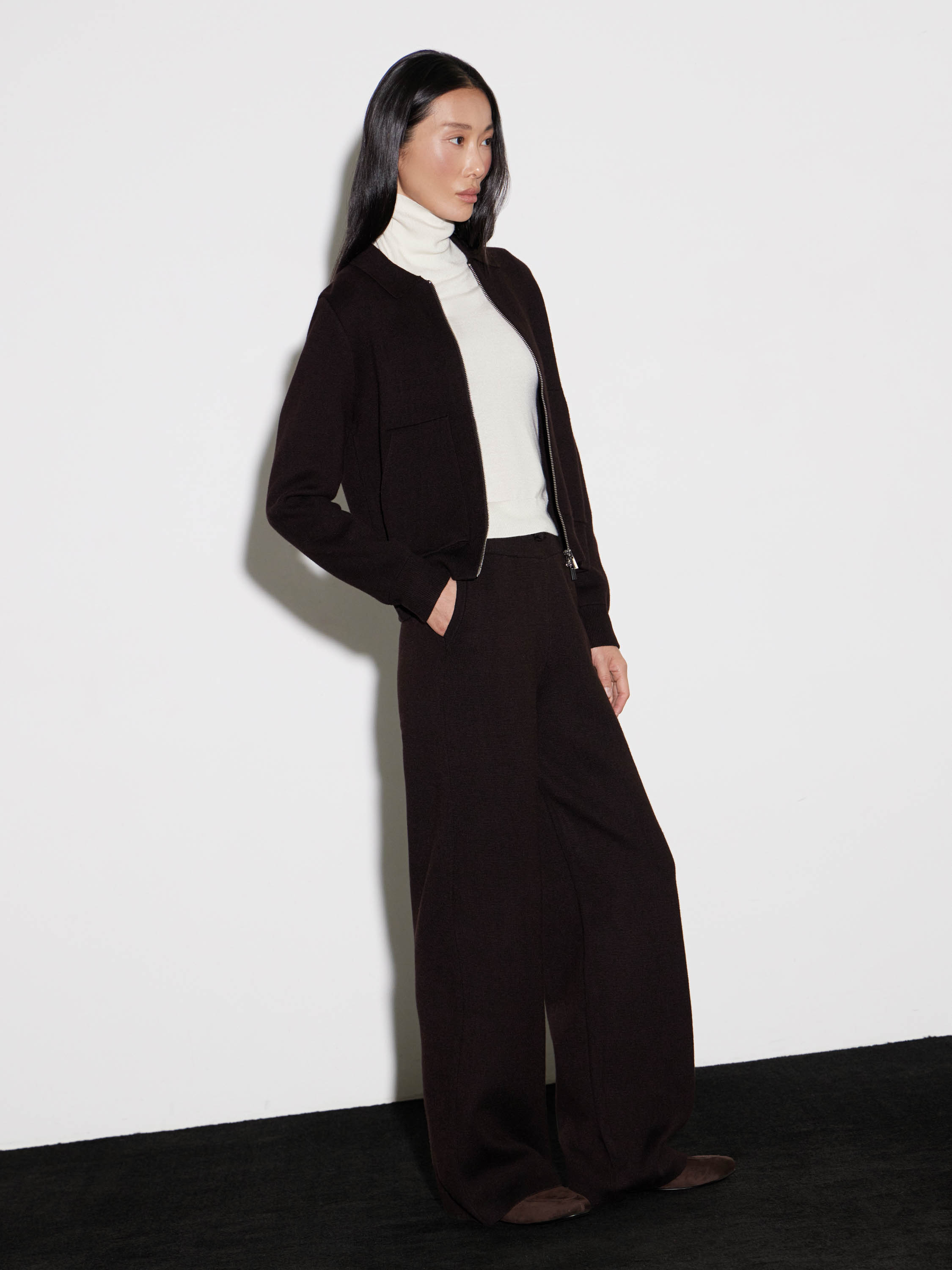 Брюки широкие из смесовой пряжи Брюки широкие из смесовой пряжи