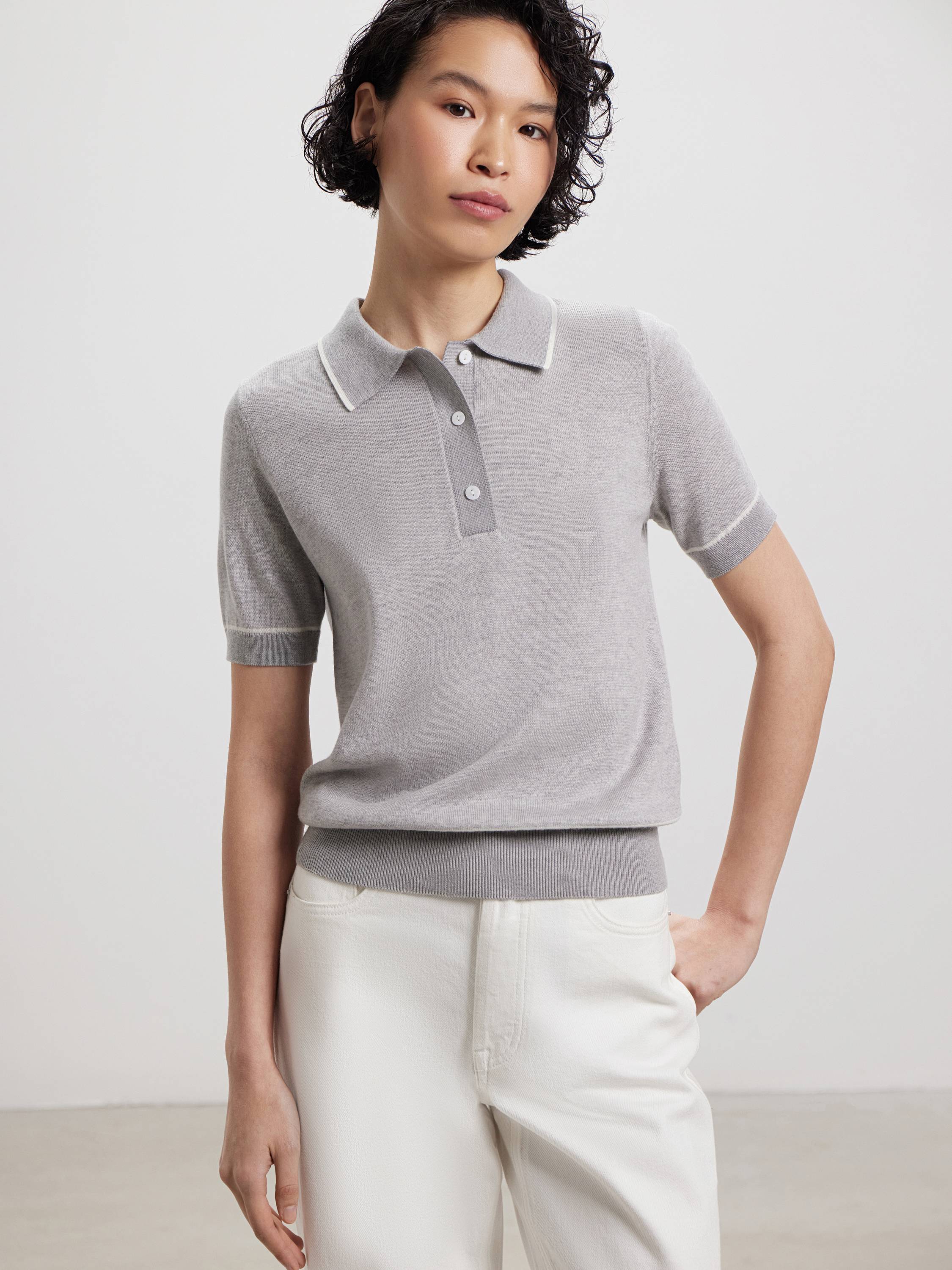 Трикотажное поло прямого силуэта Трикотажное поло прямого силуэта