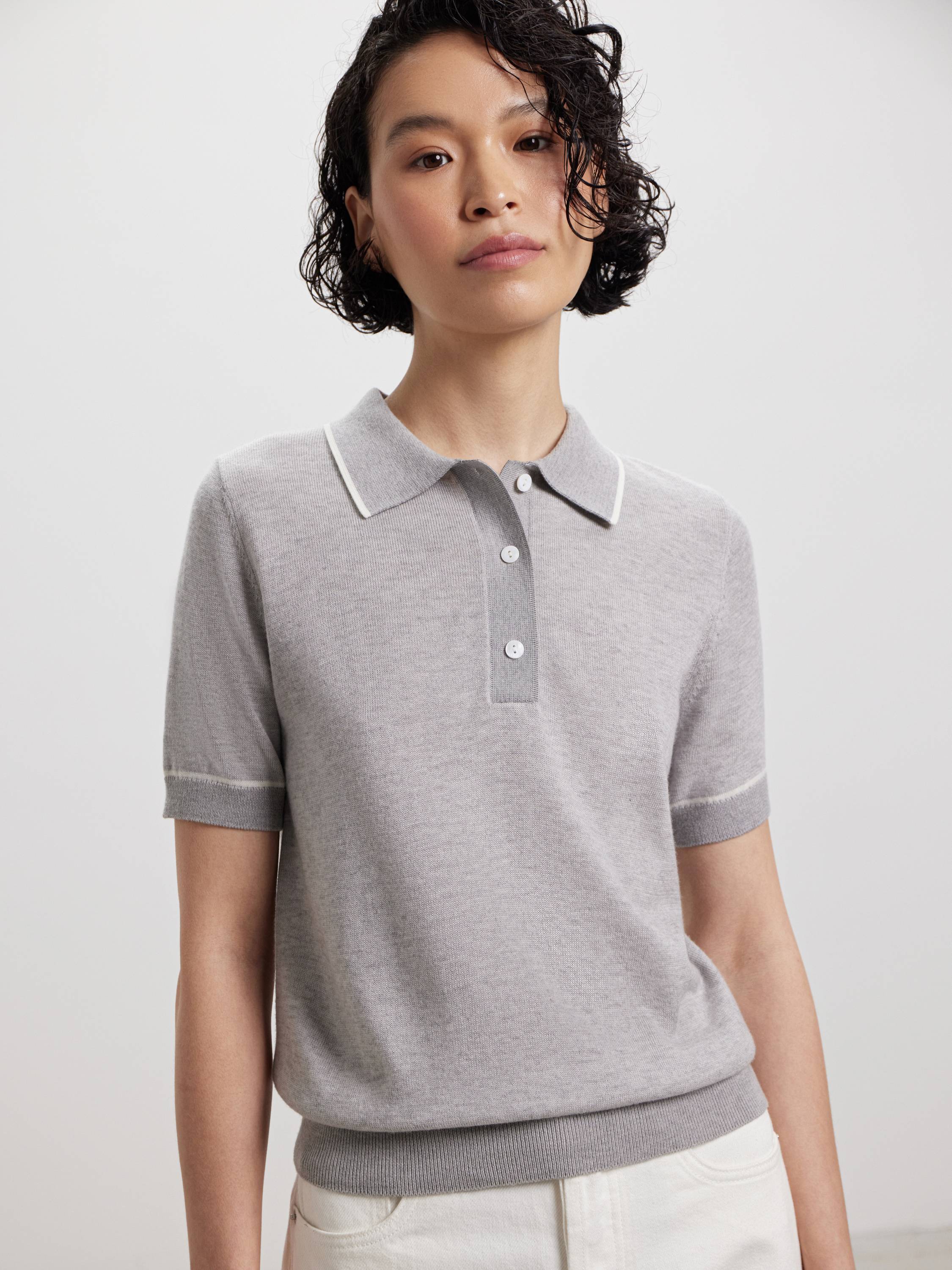 Трикотажное поло прямого силуэта Трикотажное поло прямого силуэта