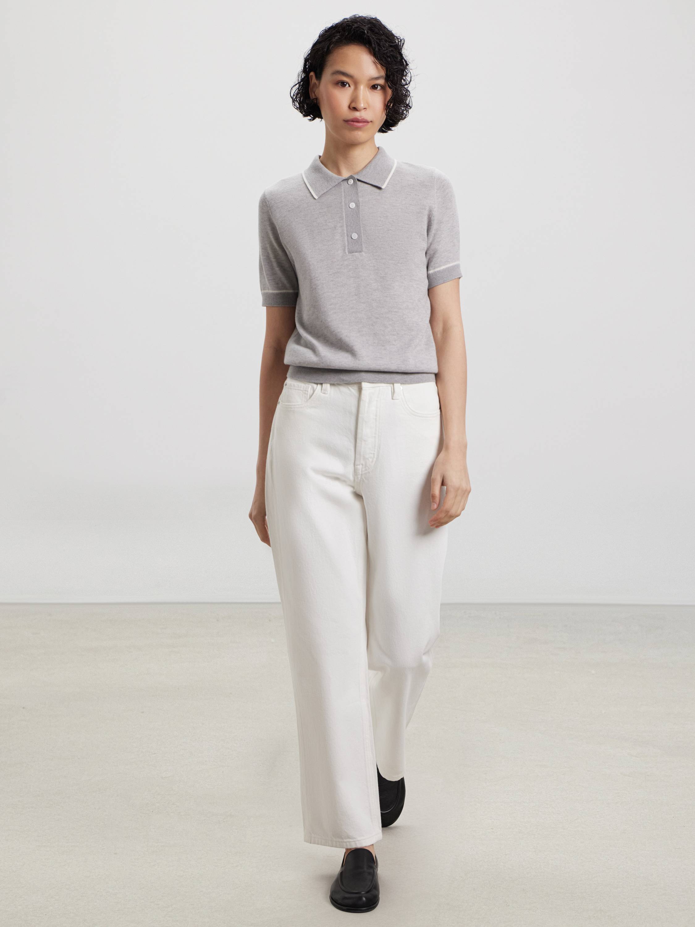 Трикотажное поло прямого силуэта Трикотажное поло прямого силуэта