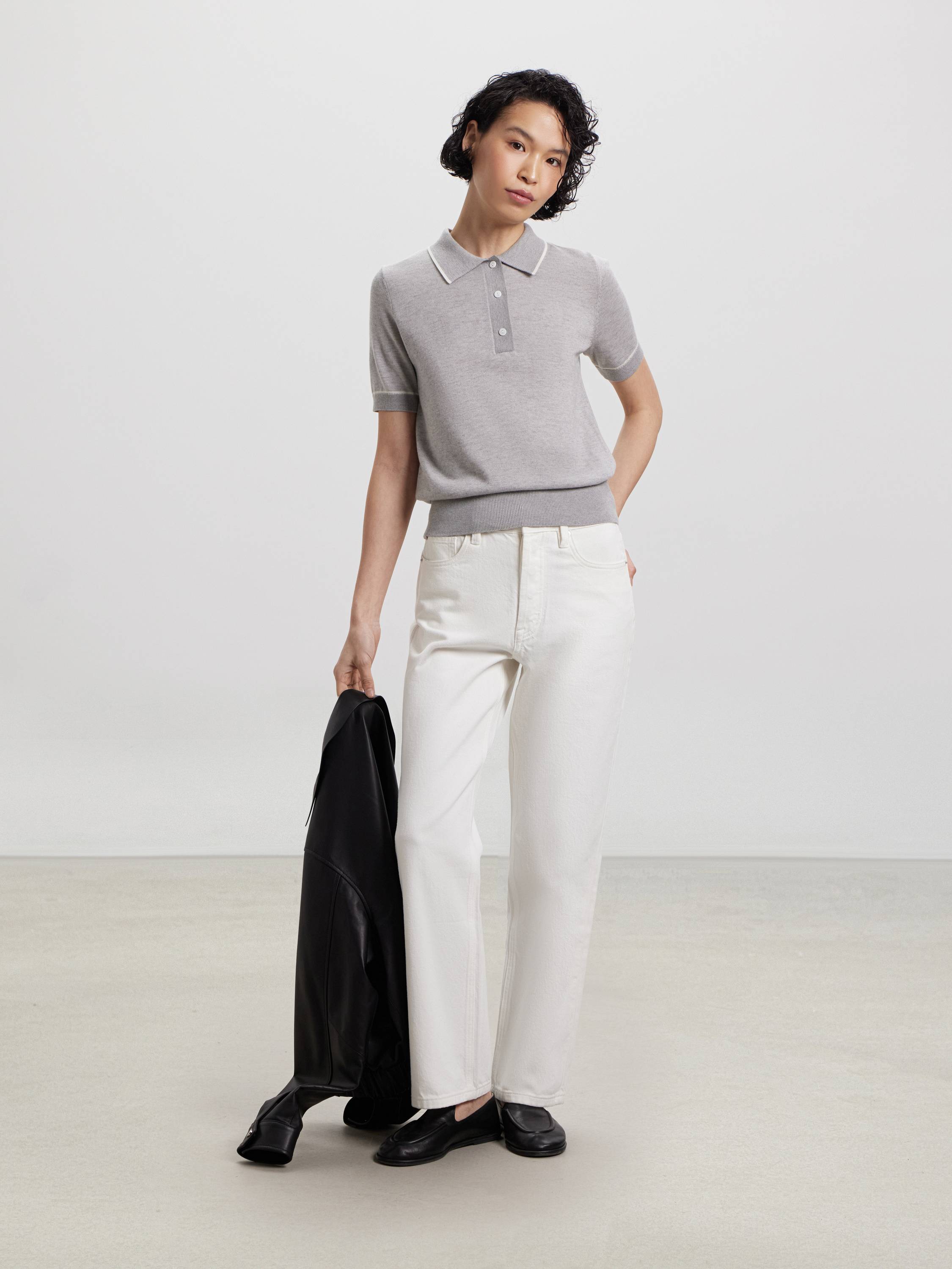 Трикотажное поло прямого силуэта Трикотажное поло прямого силуэта