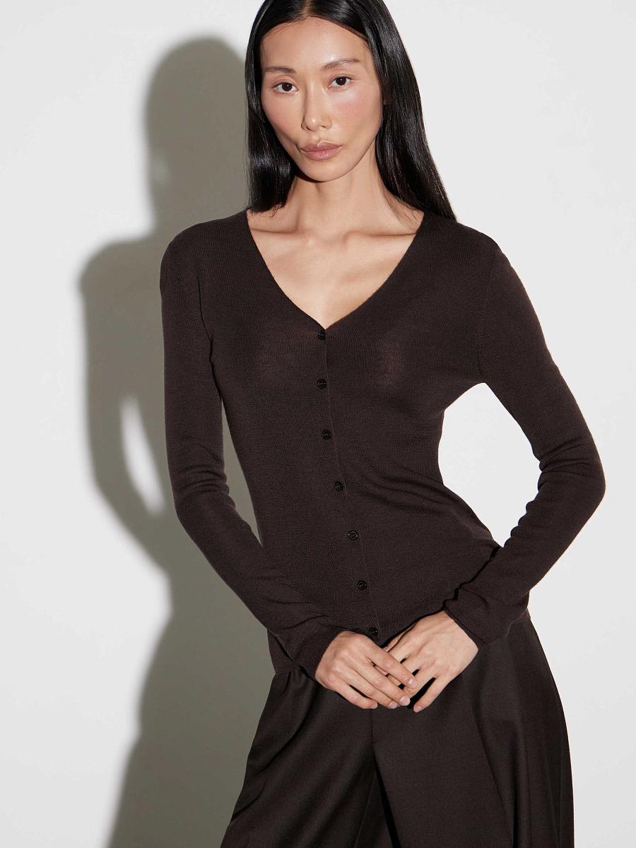 LWWN-205003 Кардиган (темно-коричневый, M)