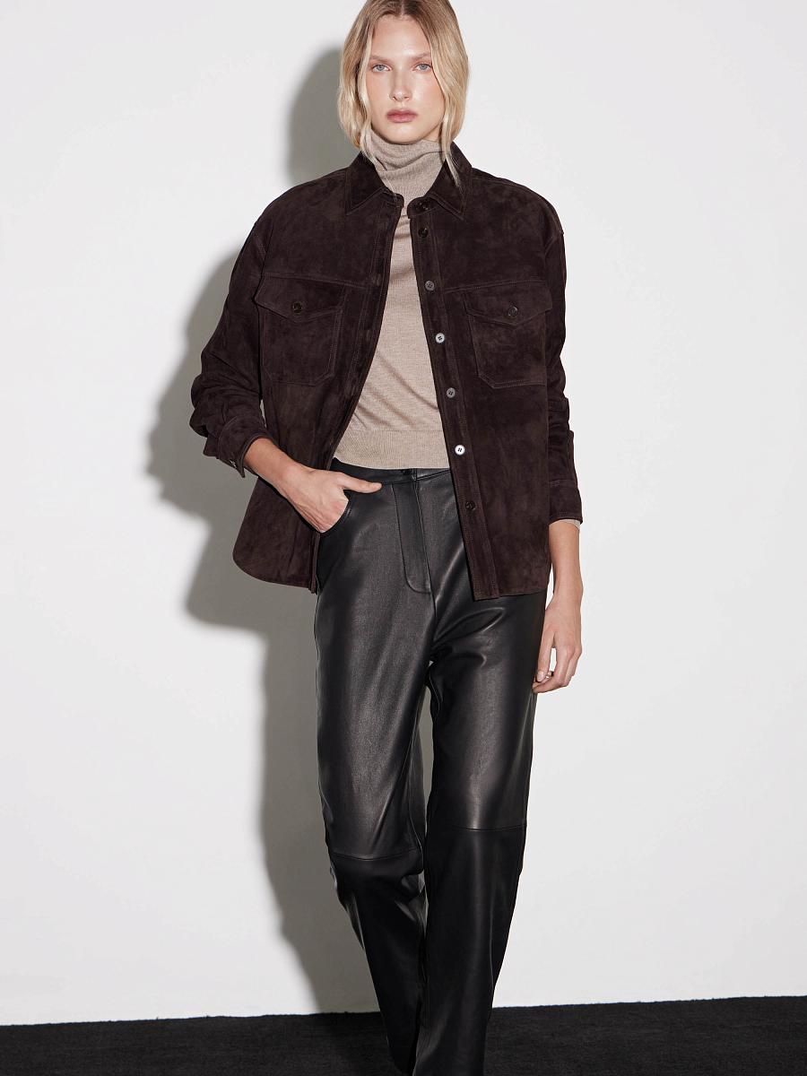 LWWN-625001 Рубашка кожаная (темно-коричневый, M)