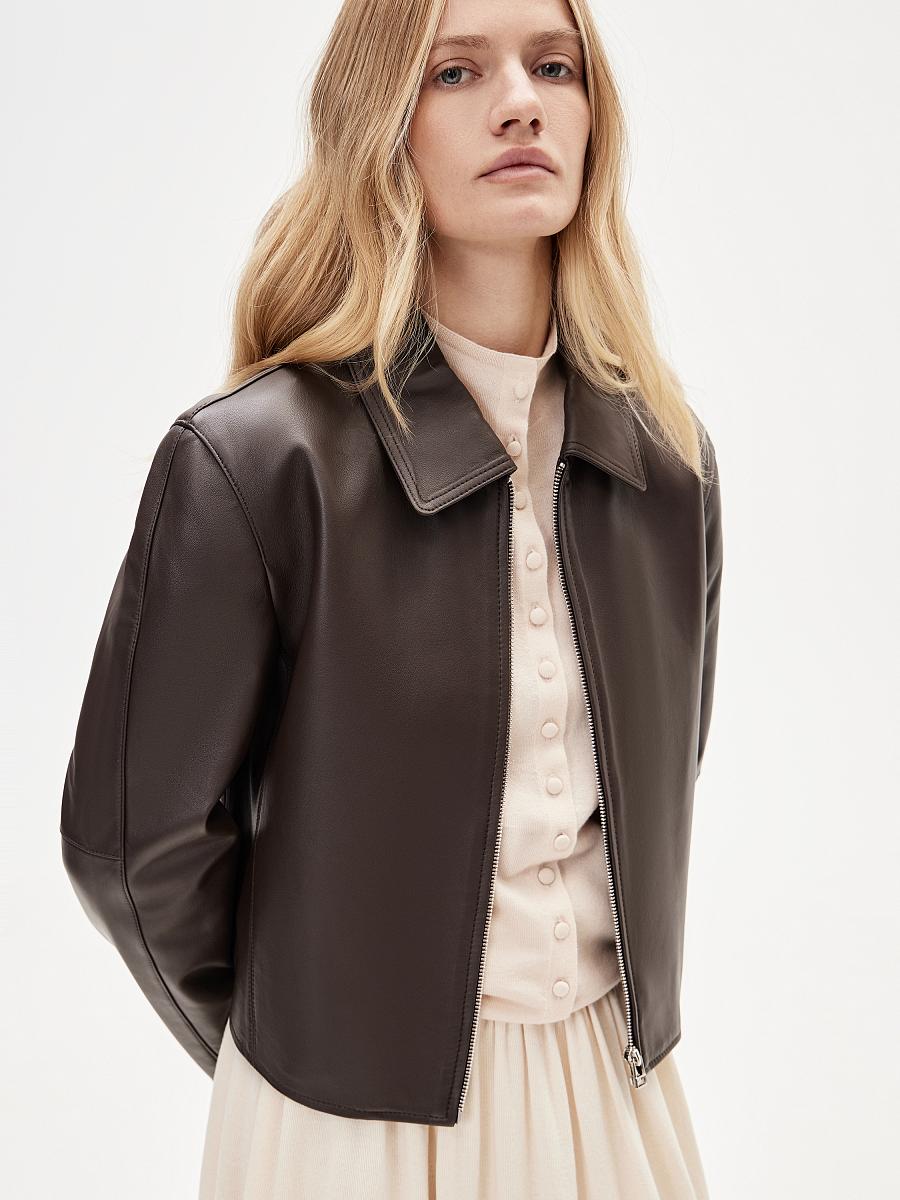 LWWA-356008 Куртка кожаная (темно-коричневый, S)