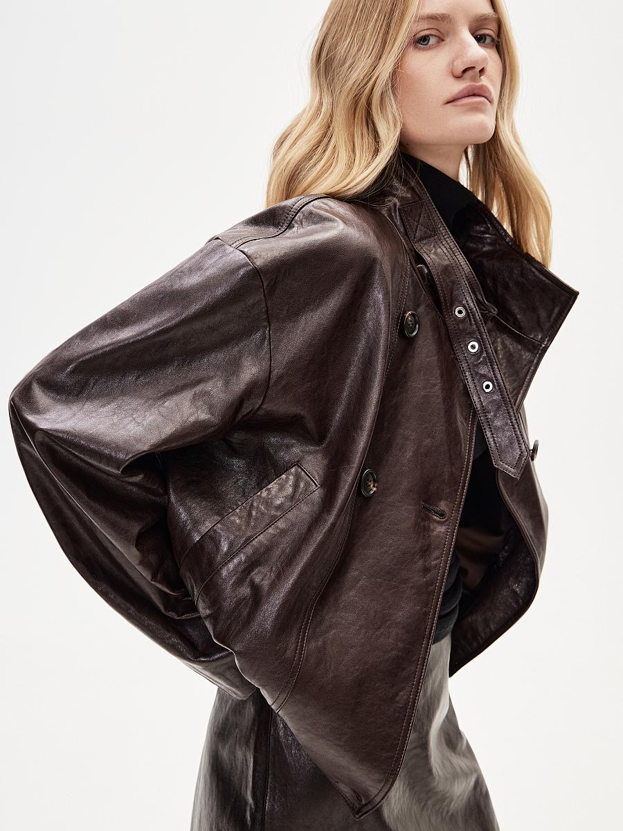 LWWA-356003 Куртка кожаная (темно-коричневый, S)